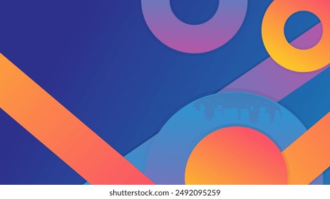 Abstract colourful blue and orange gradient background with minimal geometric shapes. Abstract background modern futuristic graphic. Vector abstract background texture design, bright poster, banner
