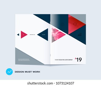Abstract colourful brochure in material design paper cut style, modern catalog, centerfold cover