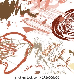 Abstract colourful brown watercolour paint brush and strokes, scribble pattern background. creative nice hand drawn and splash colours for your design