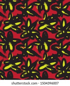 Abstract Colourful Brush Strokes Seamless Floral Print/Pattern in Vector - Suitable for prints, patterns, backgrounds for various mediums and websites