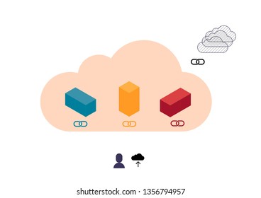Abstract colourful cubes uploading in cloud
