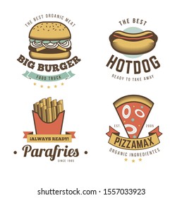 abstract colourful fast food logo design template.