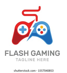 plantilla de diseño de logotipo de juegos flash coloridos abstractos.