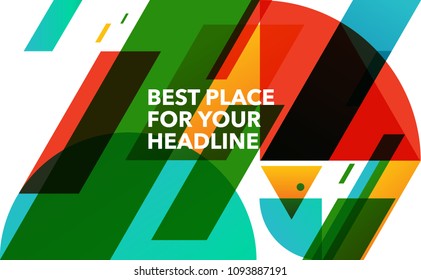 Abstract colourful geometry background made from basic shapes.