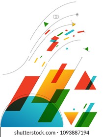 Abstract colourful geometry background made from basic shapes.