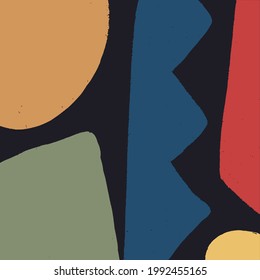 Abstract colourful geometry pattern in children style on dark background