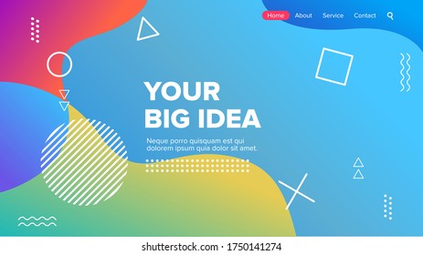 Abstract Colourful Gradient Background. Web Design. Landing Page Illustration. Memphis Presentation Cover. Poster Design. Red Green Blue Liquid Wallpaper.