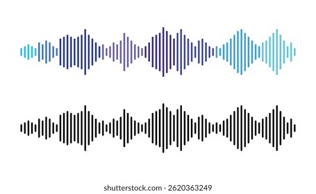 Abstractas ecualizador de líneas de banda de onda de sonido de gradiente colorido aislado sobre fondo blanco. concepto de música, sonido, tecnología