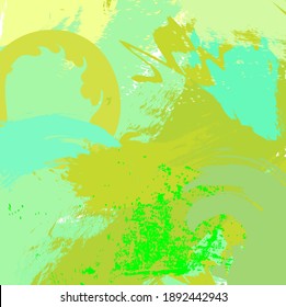 Abstract colourful green and blue sky paint brush and strokes, scribble lines pattern background. creative nice hand drawn  for your design. Beautiful tone colours fantasy stripes and grunge