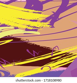 Abstract colourful hand drawn, paint brush and strokes pattern background. Creative nice colours for your design