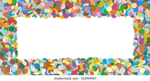 Abstract Colourful Horizontal Vector Confetti Panorama Frame - Formed as Rectangle Banner - Free Space for Advertising and Text - Backdrop Template