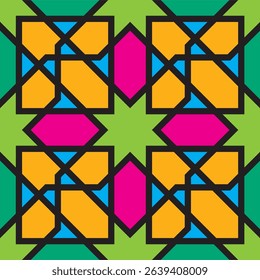 Abstract colourful Islamic pattern, geometric pattern. Modern vector illustration for greeting card, cover, flyer, wallpaper. Abstract texture ornament design, repeating tile