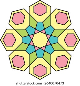 Abstract colourful Islamic pattern, geometric pattern vector. Modern vector illustration for greeting card, cover, flyer, wallpaper. Abstract texture ornament design, repeating tile