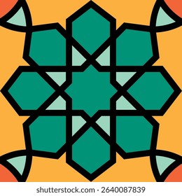 Abstract colourful Islamic pattern, geometric pattern vector. Modern vector illustration for greeting card, cover, flyer, wallpaper. Abstract texture ornament design, repeating tile