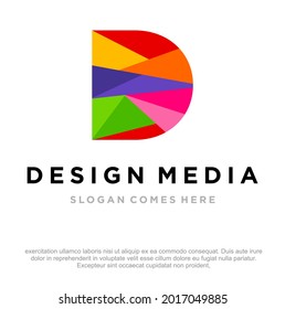 Abstract Colourful Letter D vector design. Letter D logo design template. Art Logo design template. Colorful character of alphabet letter. Art gallery concept.