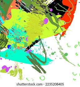 Abstrakter bunter Farbpinsel, Schreib- und Striche, Splash Farben Muster Hintergrund. Kreativ schöne handgezeichnet und Streifen Textur für Ihr Design.  Helle dynamische, bunte Kunst.