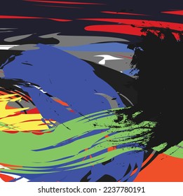 Abstract colourful paint brush, scribble and strokes, splash colours pattern background. Creative nice hand drawn and stripes texture for your design.  Bright dynamic colorful art.