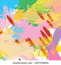 Abstract colourful paint brush and strokes, scribble lines pattern background. creative nice hand drawn and splash colours for your design