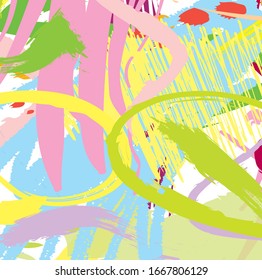 Abstract colourful paint brush and strokes, scribble lines pattern background. creative nice hand drawn and splash for your design