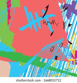 Abstract colourful paint brush and strokes, splash pattern background. creative nice hand drawn and scribble lines for your design. cute kids sketch drawing