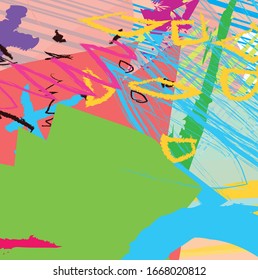 Abstrakter bunter Pinsel und Striche, Splash-Muster Hintergrund. kreative, schöne handgezeichnete und schreibende Linien für Ihre Designs