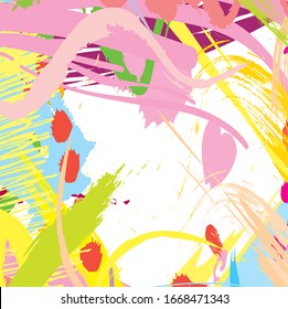 Abstract colourful paint brush and strokes, scribble lines pattern background. creative nice hand drawn and splash colours for your design