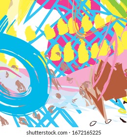 Abstract colourful paint brush and strokes, scribble pattern background. creative nice hand drawn and splash colours for your design