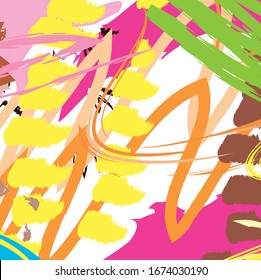 Abstract colourful paint brush and strokes, scribble pattern background. creative nice hand drawn and splash colours for your design