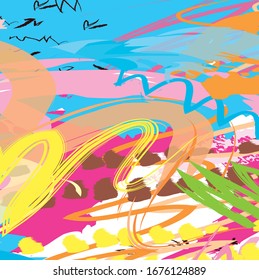 Abstract colourful paint brush and strokes, scribble pattern background. creative nice hand drawn and splash colours for your design
