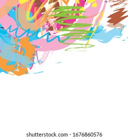 Abstract colourful paint brush and strokes, scribble pattern background. creative nice hand drawn and splash colours for your design