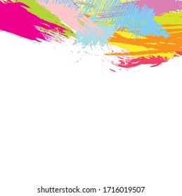 Abstract colourful paint brush and strokes, splash colours pattern background. Creative nice hand drawn and stripes texture for your design