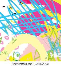 Abstract colourful paint brush and strokes, scribble pattern background. Creative nice hand drawn and splash colours for your design
