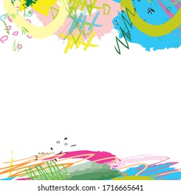 Abstract colourful paint brush and strokes, scribble pattern background. Creative nice hand drawn and splash colours for your design