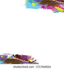 Abstract colourful paint brush and strokes, scribble pattern background. Creative nice hand drawn and stripes for your design