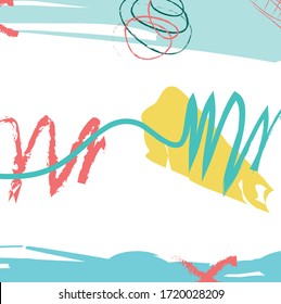 Abstrakter bunter Pinsel und Striche, kreide Linien Muster Hintergrund. kreative, schöne handgezeichnet und leuchtende Farben für Ihr Design. Fantasy-Streifen und Grunge mit schönen Tonfarben