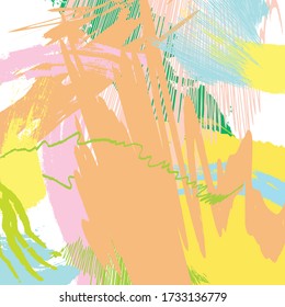 Abstract colourful paint brush and strokes, scribble  pattern background. creative hand drawn and splash colours for your . Nice tone colours fantasy doodles and grunge