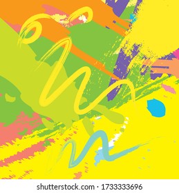 Abstract colourful paint brush and strokes, scribble  pattern background. creative hand drawn and splash colours for your . Nice tone colours fantasy doodles and grunge