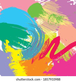 Abstract colourful paint brush and strokes, hand drawn pattern background. Creative cute kids sketch drawing and doodles backdrop