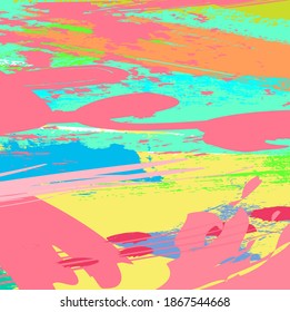 Abstract colourful paint brush and strokes, splash colours pattern background. Creative nice hand drawn and stripes texture for your design