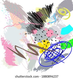 Abstract colourful paint brush and strokes, scribble lines pattern background. creative nice hand drawn and splash colours for your design. Nice tone colours fantasy stripes and grunge