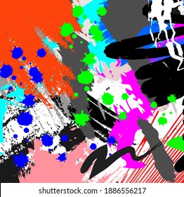 Abstract colourful paint brush and strokes, scribble lines pattern background. creative nice hand drawn and splash colours for your design. Nice tone colours fantasy stripes and grunge