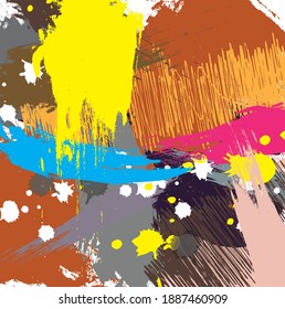 Abstract colourful paint brush and strokes, scribble lines pattern background. creative nice hand drawn and splash colours for your design. Nice tone colours fantasy stripes and grunge