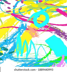 Abstract colourful paint brush and strokes, scribble lines pattern background. creative nice hand drawn and splash colours for your design. Nice tone colours fantasy stripes and grunge