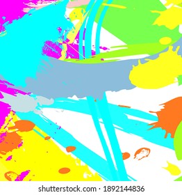 Abstract colourful paint brush and strokes, splash colours pattern background. Creative hand drawn and stripes texture for your design. Modern nice painting for your design.