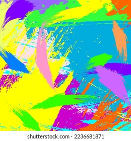 Resumen de pincel y trazos de pintura coloridos, fondo de patrón de colores salpicados. Creativa textura de mano y rayas para tu diseño.