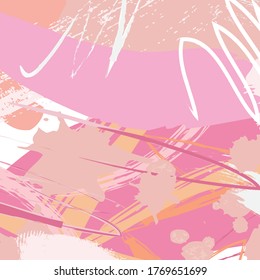 Abstract colourful pink paint brush and strokes, scribble lines pattern background. creative nice pink hand drawn and splash colours for your design. Nice tone colours fantasy stripes and grunge
