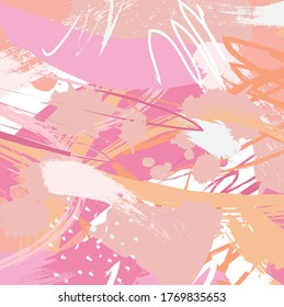Abstract colourful pink paint brush and strokes, scribble lines pattern background. creative nice pink hand drawn and splash colours for your design. Nice tone colours fantasy stripes and grunge
