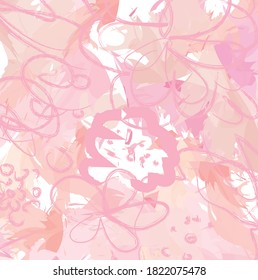 Abstract colourful pink watercolor flowers paint brush and strokes, scribble lines pattern background. creative nice pink flowers petals with hand drawn texture for your design