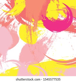 Abstract colourful pink, yellow and orange paint brush and strokes, stripes pattern background. creative nice  hand drawn and grunge  backdrop