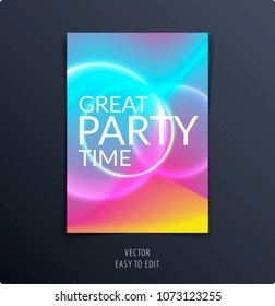 Abstract colourful poster graphic design of brochure in fluid liquid style with blurred smooth background.